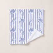 White Blue Coastal Palm Trees Bows Stripes Pattern Bad Handdoek (Wasdoekje)
