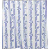 White Blue Coastal Palm Trees Bows Stripes Pattern Douchegordijn (Voorkant)