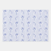 White Blue Coastal Palm Trees Bows Stripes Pattern Inpakpapier Vel (Voorkant)