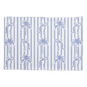 White Blue Coastal Palm Trees Bows Stripes Pattern Kussensloop (Achterkant)