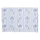 White Blue Coastal Palm Trees Bows Stripes Pattern Kussensloop (Voorkant)