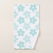 White Blue Daisy Flowers Retro Pattern Bad Handdoek (Handdoek)