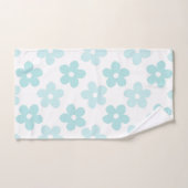 White Blue Daisy Flowers Retro Pattern Bad Handdoek (Handdoek)