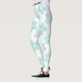 White Blue Daisy Flowers Retro Pattern Leggings (Links)