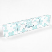 White Blue Daisy Flowers Retro Pattern Naambordje