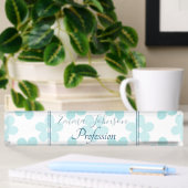 White Blue Daisy Flowers Retro Pattern Naambordje