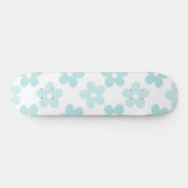 White Blue Daisy Flowers Retro Pattern Persoonlijk Skateboard (Horizontaal)