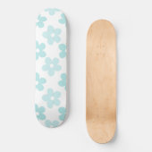White Blue Daisy Flowers Retro Pattern Persoonlijk Skateboard (Voorkant)