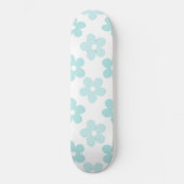 White Blue Daisy Flowers Retro Pattern Persoonlijk Skateboard (Voorkant)