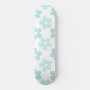 White Blue Daisy Flowers Retro Pattern Persoonlijk Skateboard