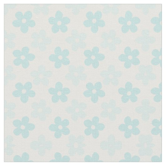 White Blue Daisy Flowers Retro Pattern Stof (Close Up)