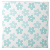 White Blue Daisy Flowers Retro Pattern Tegeltje (Voorkant)
