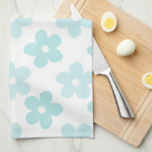 White Blue Daisy Flowers Retro Pattern Theedoek (Quarter Fold)