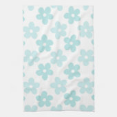 White Blue Daisy Flowers Retro Pattern Theedoek (Verticaal)