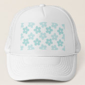 White Blue Daisy Flowers Retro Pattern Trucker Pet (Voorkant)