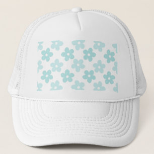 White Blue Daisy Flowers Retro Pattern Trucker Pet