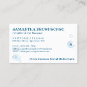 White Blue Dog Cat Groomer Pet Care Bath Loyalty Visitekaartje (Achterkant)