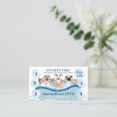 White Blue Dog Cat Groomer Pet Care Bath Loyalty Visitekaartje (Staand voorkant)