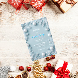 White & Blue Elegant Christmas Kaart