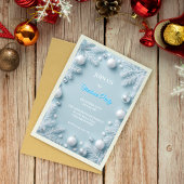 White & Blue Elegant Christmas Kaart