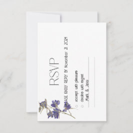 White Blue Elegant Delicate Floral Wedding RSVP