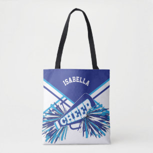 White, Blue en Baby Blue Cheerleader Design Tote Bag
