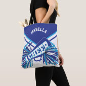 White, Blue en Baby Blue Cheerleader Design Tote Bag (Dichtbij)