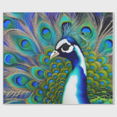 White blue en Green Piebald Peacock Cadeaupapier (Vlak)