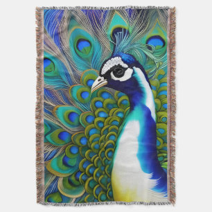 White blue en Green Piebald Peacock Deken