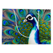 White blue en Green Piebald Peacock Groot Cadeauzakje (Achterkant)