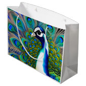 White blue en Green Piebald Peacock Groot Cadeauzakje (Achterkant Gekanteld)