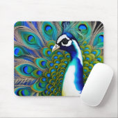 White blue en Green Piebald Peacock Muismat (Met muis)