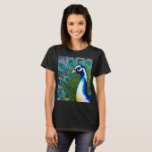 White blue en Green Piebald Peacock T-shirt (Voorkant volledig)