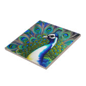 White blue en Green Piebald Peacock Tegeltje (Zijkant)