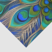 White blue en Green Piebald Peacock Tissuepapier (Detail)