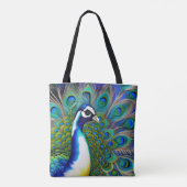White blue en Green Piebald Peacock Tote Bag (Achterkant)