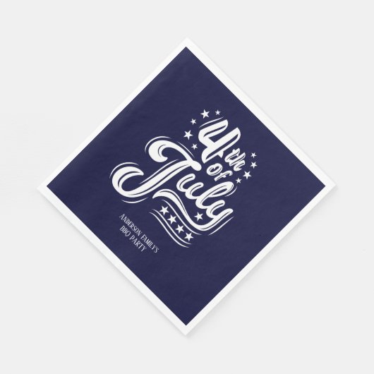 White &Blue Fireworks BBQ Party Servet (Hoek)