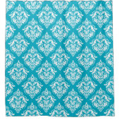 White & Blue Floral Damasks Pattern Douchegordijn (Voorkant)