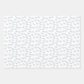White Blue Floral Eucalyptus Stripes Inpakpapier Vel (Voorkant 3)