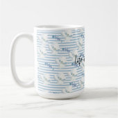 White Blue Floral Eucalyptus Stripes Koffiemok (Links)