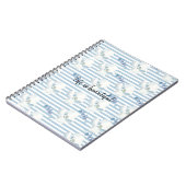 White Blue Floral Eucalyptus Stripes Notitieboek (Linkerzijde)