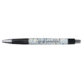 White Blue Floral Eucalyptus Stripes Pen (Voorkant)
