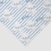 White Blue Floral Eucalyptus Stripes Tissuepapier (Detail)