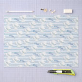 White Blue Floral Eucalyptus Stripes Tissuepapier (Craft)