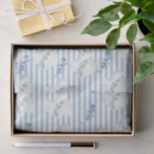 White Blue Floral Eucalyptus Stripes Tissuepapier (Geschenk)
