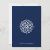 White & Blue Floral Mandala Vrijgezellenfeest Invi Kaart (Achterkant)