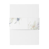 White Blue Floral, Monogram Wedding Uitnodigingen Wikkel (Achterkant Voorbeeld)