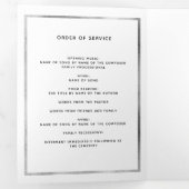 White blue floral phototri-vouwbegrafenisprogramma drieluik aankondiging (Binnenzijde eerst)