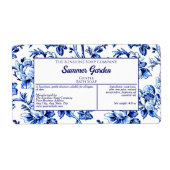 White Blue Floral Soap Cosmetics Label (Voorkant)
