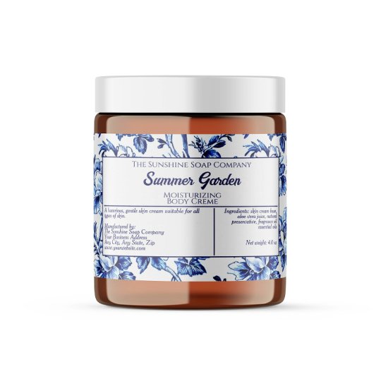 White Blue Floral Soap Cosmetics Label